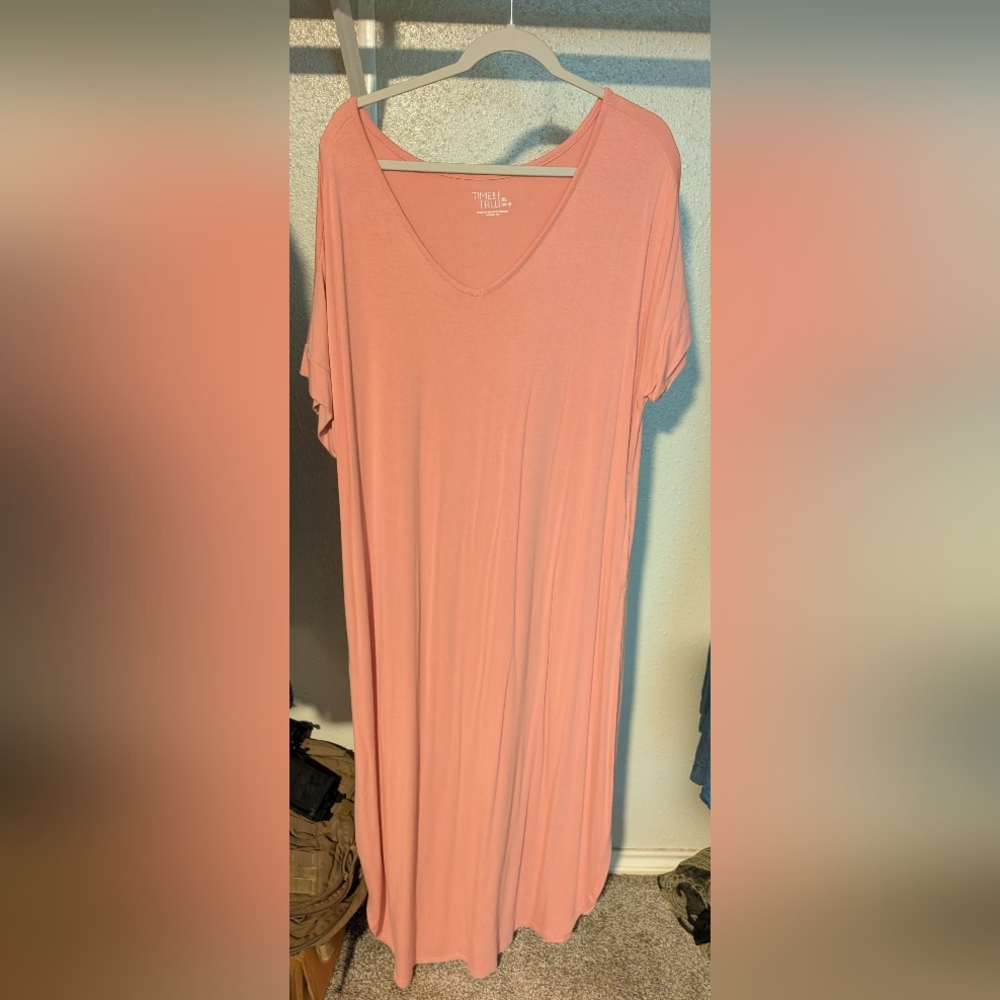 Time and Tru Pink Relaxed Midi Dress